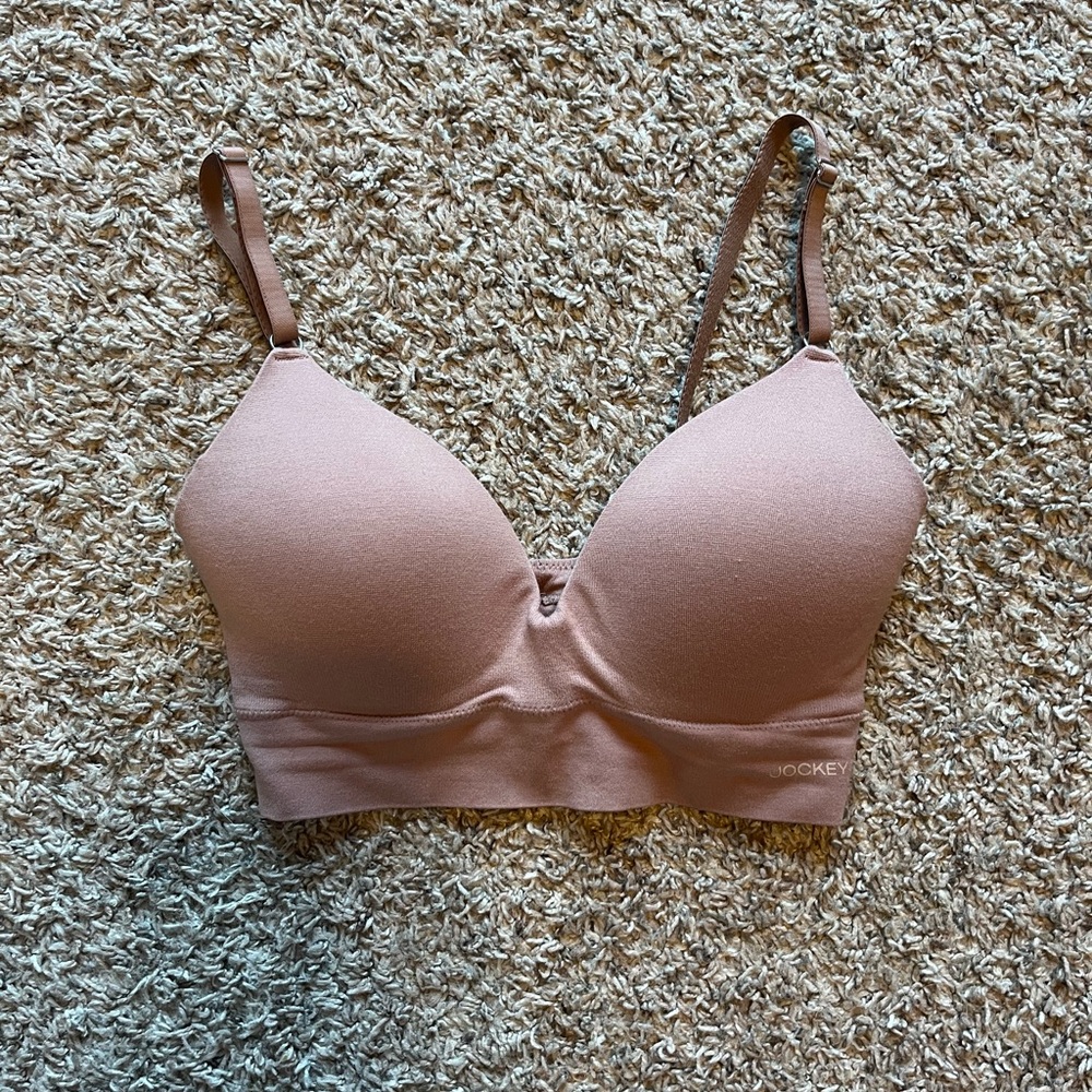 tan pinkish small jockey bra